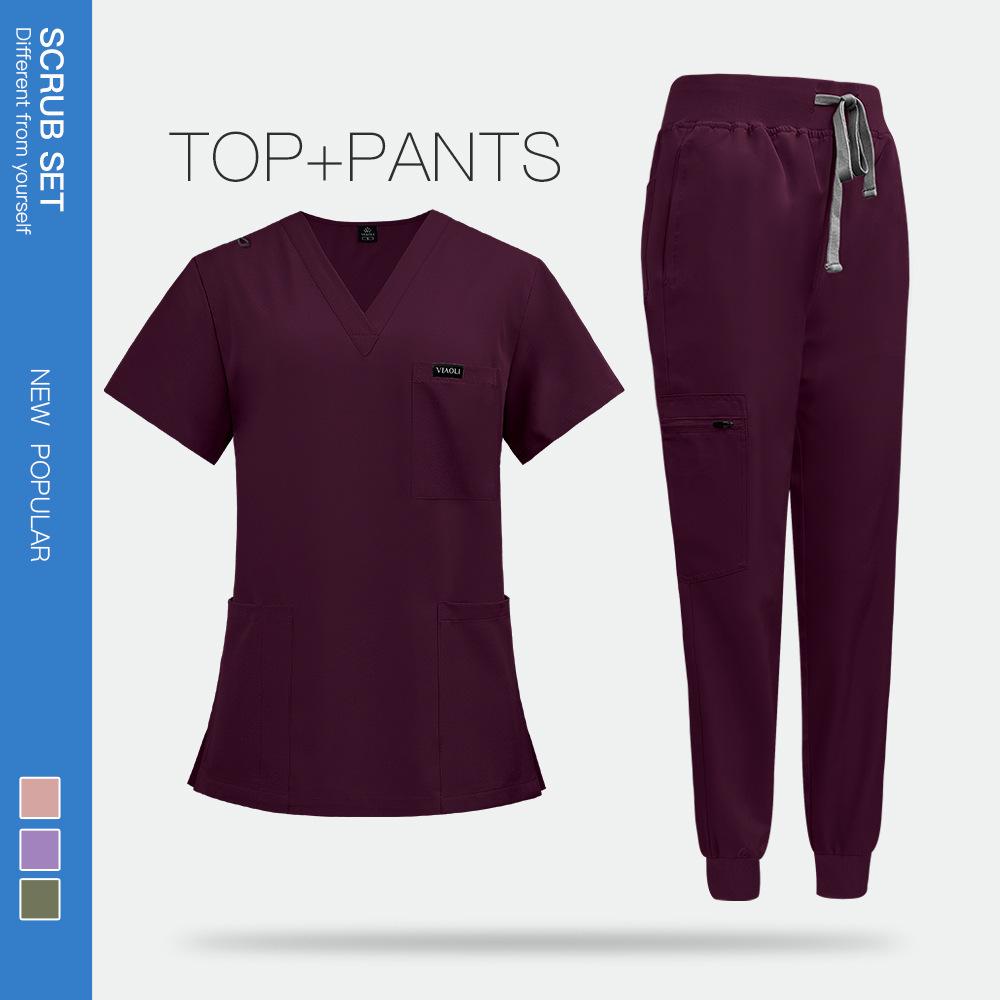 Comfortable Leisure Care Center Daily Practical Work Clothes Set Women Unisex Doctor Hospital Uniform Top Jogger Pants Veterinary Nursing Uniforms