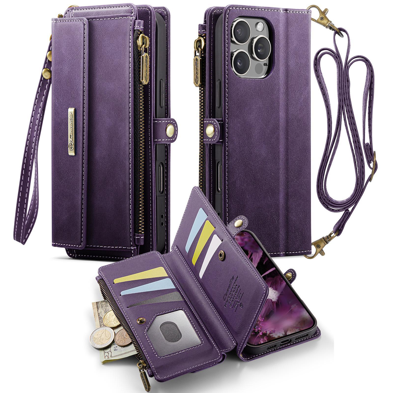 for iPhone 16e 16 Pro Max 16 Plus 16 Pro 16 Wallet Case, RFID Blocking Phone Case Women Men Kickstand flip Cover Wrist Strap Zipper Credit Card Holder Slots