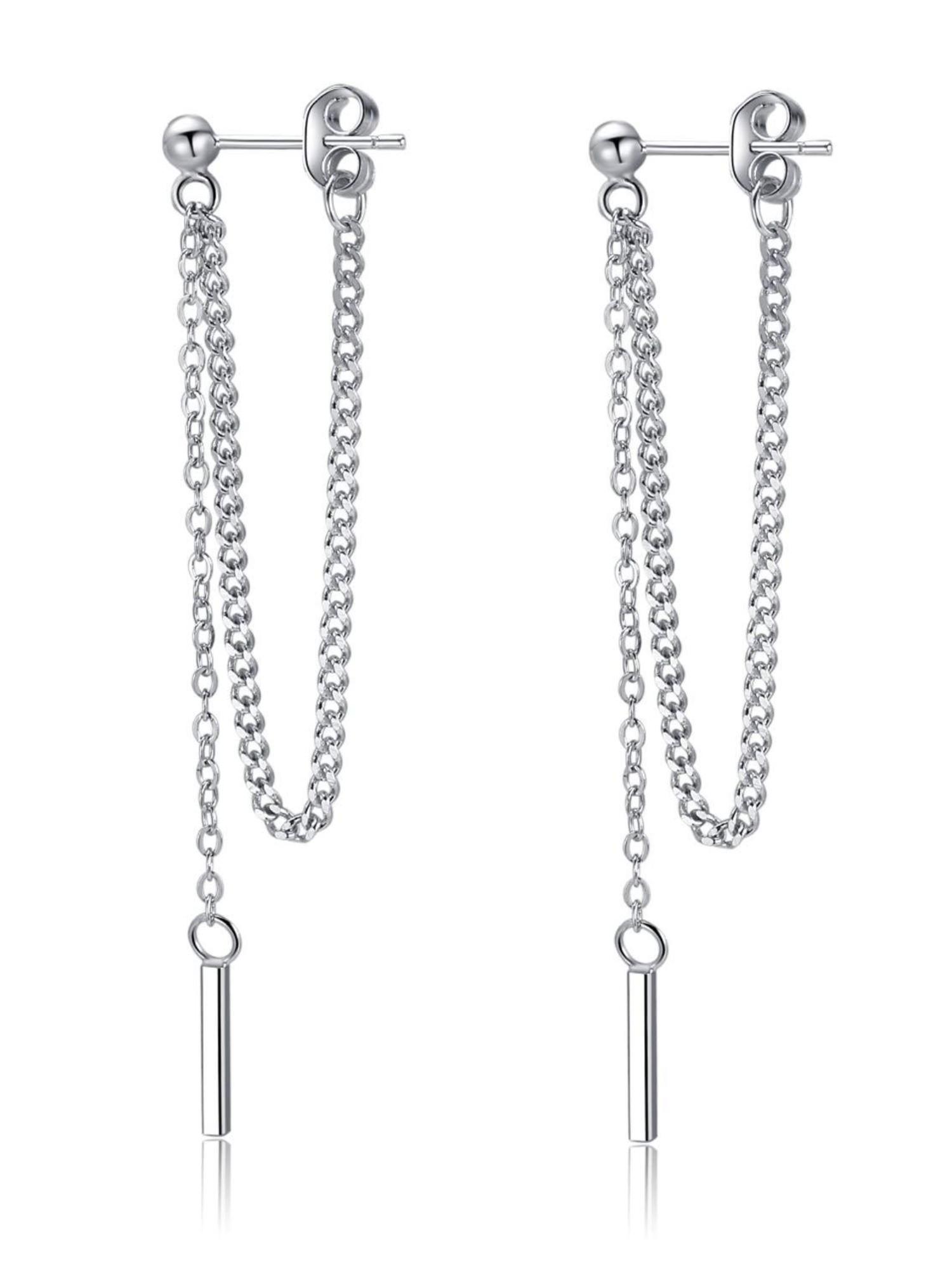 Long Tassel Earrings Stainless Steel Fashion Jewelry for Women Titanium Steel Long Bead Tassel Earrings, Stylish Accessory