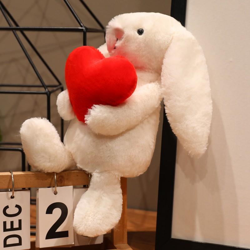 ぬいぐるみ  Bunny With Rose Soft Toy 31cm 31cm Valentine's Day Bonnie Rabbit Plush Toy Holding Heart Rose