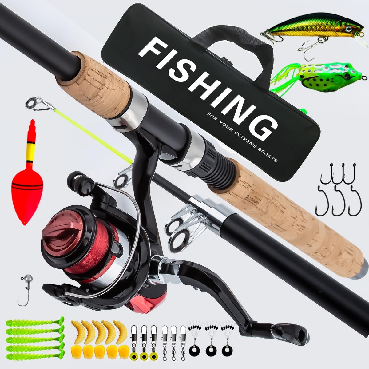 Telescopic Fishing Rod Set, 1 Set Portable Fishing Rod & High Speed Reel & Soft Lure & Hook & Accessories, Outdoor Fishing Accessories, Fishing Gear Set