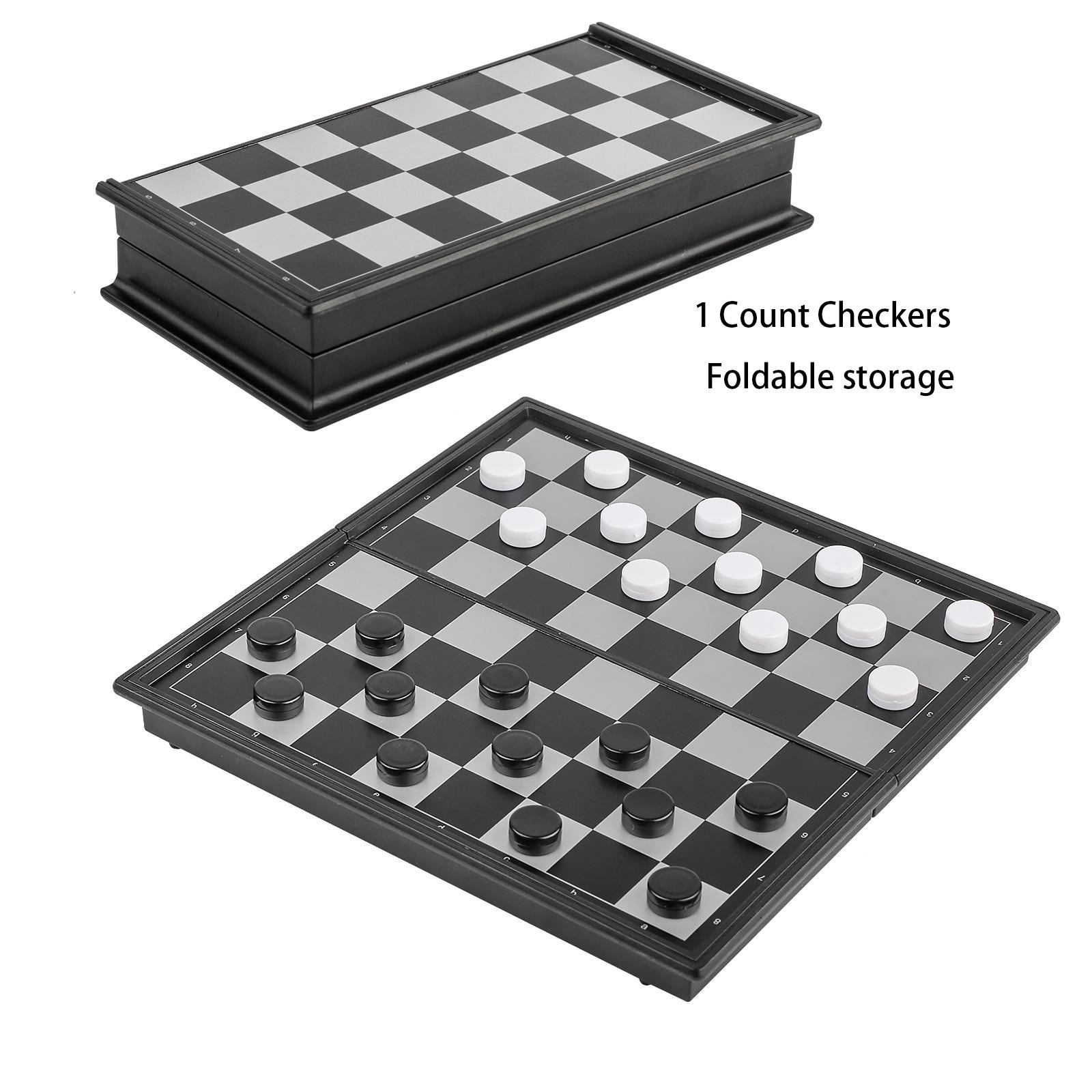 Magnetic Travel Chess Set for Kids and Adults, Portable Foldable Board Educational Toy, Mini Pocket Chess and Checkers Set, Family Game Night, Strategy Board Games