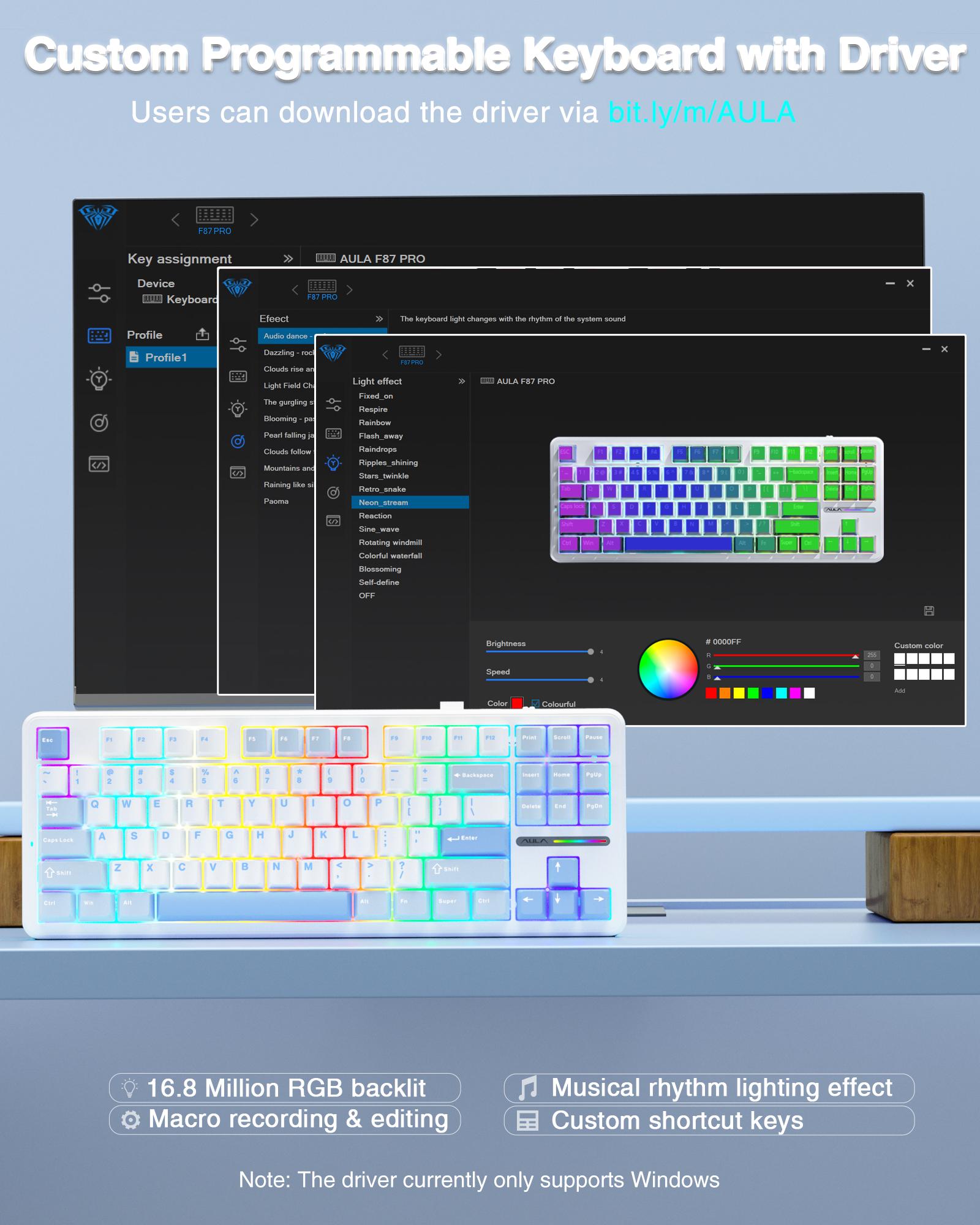 AULA F87 TKL Wireless Mechanical Gaming Keyboard,75% Custom Hot Swappable Keyboard,Tri-Mode Connection 2.4GHz/USB-C/BT5.0 Gasket Mount Gaming Keyboard with PBT Keycaps,Pre-lubed Greywood Switches,RGB Backlit Mechanical Keyboard TikTokShopfalldealsforyou