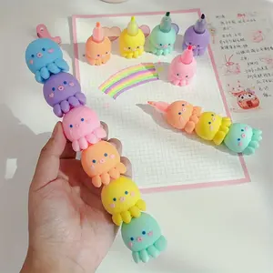 6/12pcs  adorable octopus highlighter pen set, innovative marking tools for highlighting, fluorescent art and doodling pens, suitable for marking and painting use, back-to-school season gift Valentine's Day Christmas birthday gift Office stationery