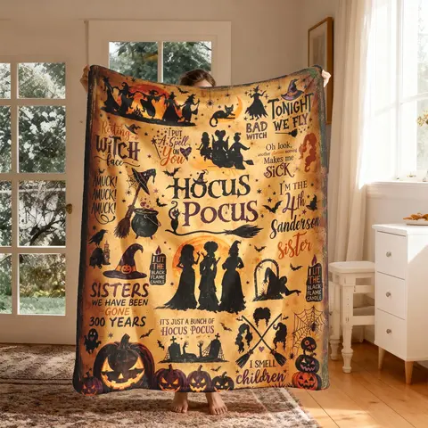 Halloween Themed Blanket, 1 Count Soft Warm Nap Throw Blanket, Halloween Decor Air-conditioned Room Blanket for Home Office Travel Camping Dormitory, Decorative Blanket