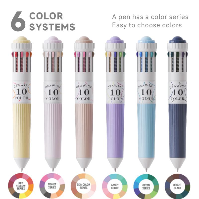 3/6 Pack Multicolor Pens, 28/60 Colors, 10-in-1 Colored Ballpoint Pen, Drawing Pens Set, 0.8mm Fine Point Smooth Writing, Retractable Ballpoint Pens for Office School Students Gifts, Colored Pens Set