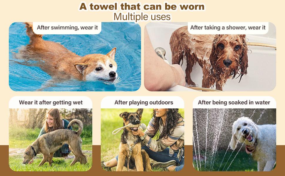 pet bath accessory Two-color dog bathrobe towels in sizes S, M, and L, super absorbent pet bathrobes suitable for small, medium, and large dogs, quick-drying, adjustable design, perfect for pet dogs.