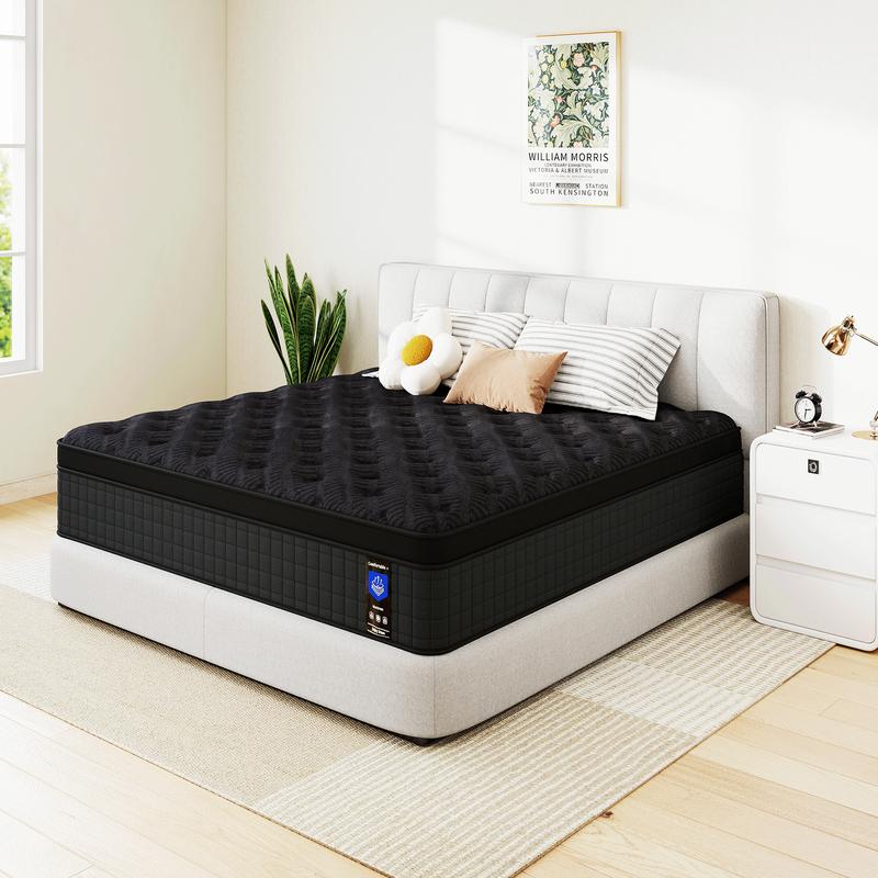 12/14 Inch Twin, Full, Queen, King Mattress Memory Foam And Spring, Hybrid MattressMedium Firmness, Lumbar Support, For Home Rooms Hotels, Boxed Halloween ChristmasGift Furniture Ergonomic queen size mattress Interior Modern