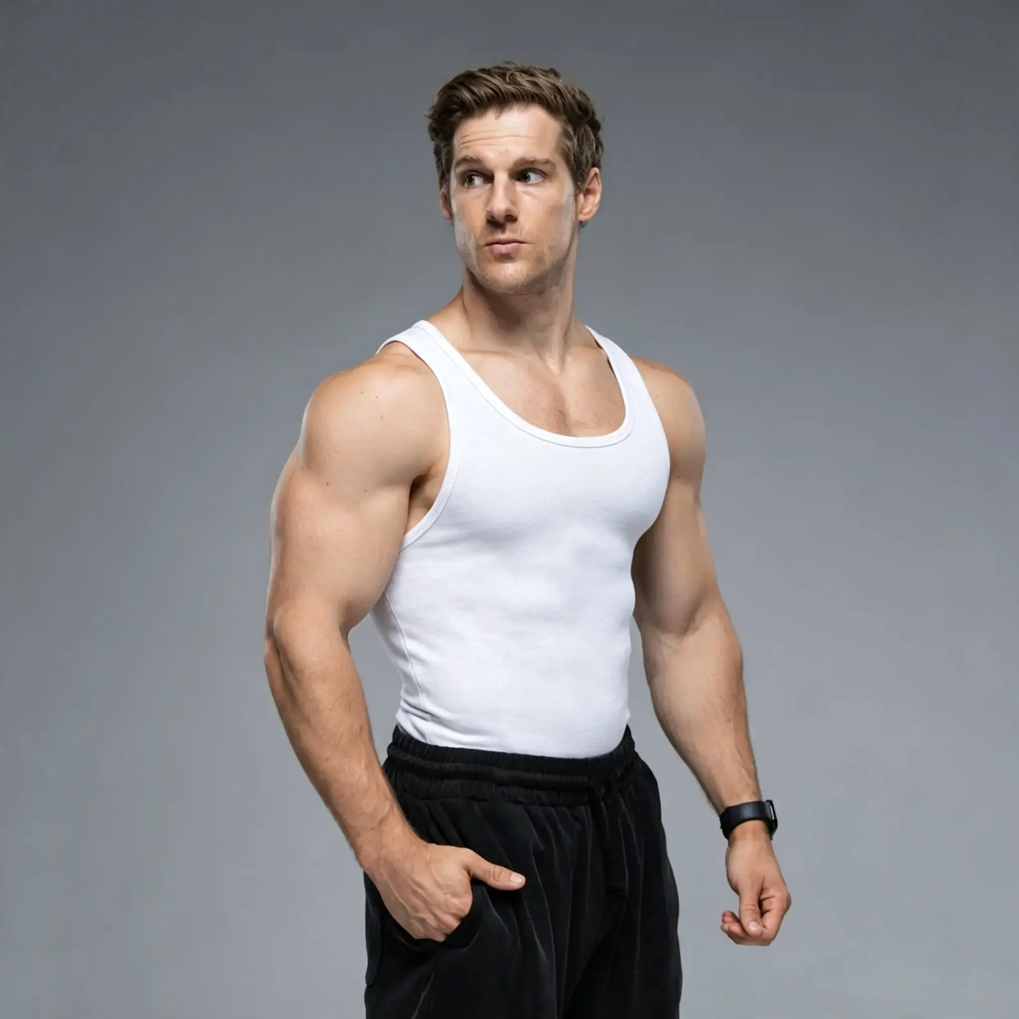 Men Cotton Spandex Sleeveless Tank Top Classic Slim Fit Breathable Workout Undershirt for Daily Gym Layering XS‑XXL