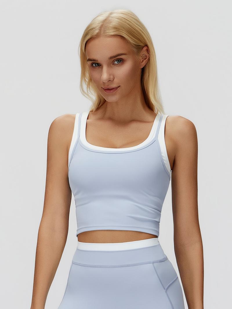 New Cross-Border Two-Piece Separated Vest Colorblock Nude Feel Fashion Casual Top Running Sports Bra, Stylish and Comfortable