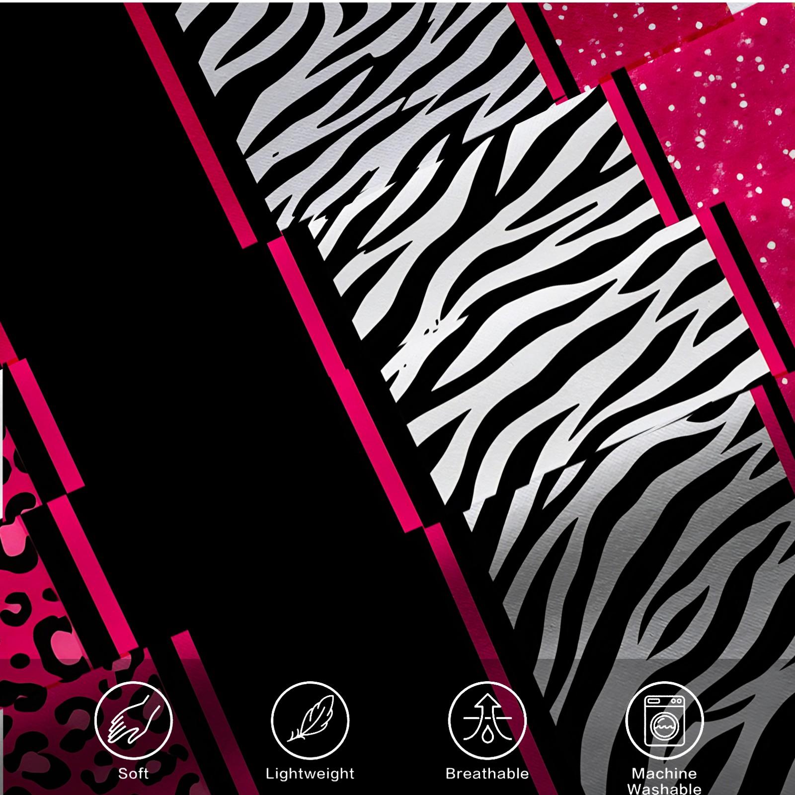 3Pcs Sweet Cool Leopard Zebra Print Fitted Sheet Set, Color Block Patchwork Print, Durable Wrinkle Resistant No Pilling, Perfect for Graduation Season Rental Room Personalized Bedroom Arrangement