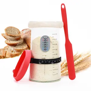 Large Capacity Glass Fermentation Jar Set, 34oz Professional Bread Baking Kit, Includes Lid and Tracker, Perfect Starter Kit for Sourdough