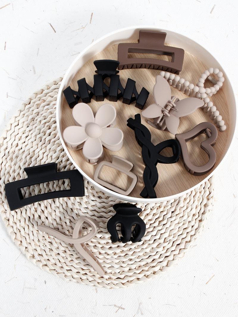 Women's Elegant Flower & Heart & Butterfly Design Hair Claws, 11pcs/set Trendy Mixed Style Non-slip Hair Claws, Casual All-match Hair Accessories for Women & Girls, Hairstyle Ideas, Flower Hair Clip