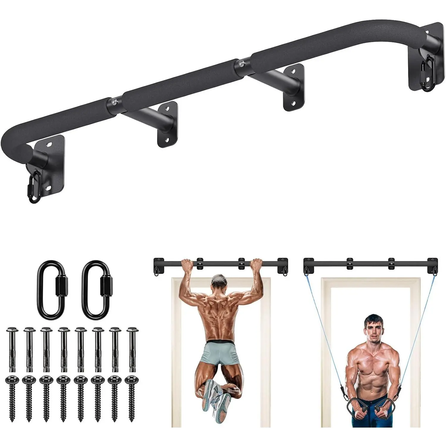32"/36" Wall Mount Pull Up Bar Joist Mount Chin Up Bar for Doorway