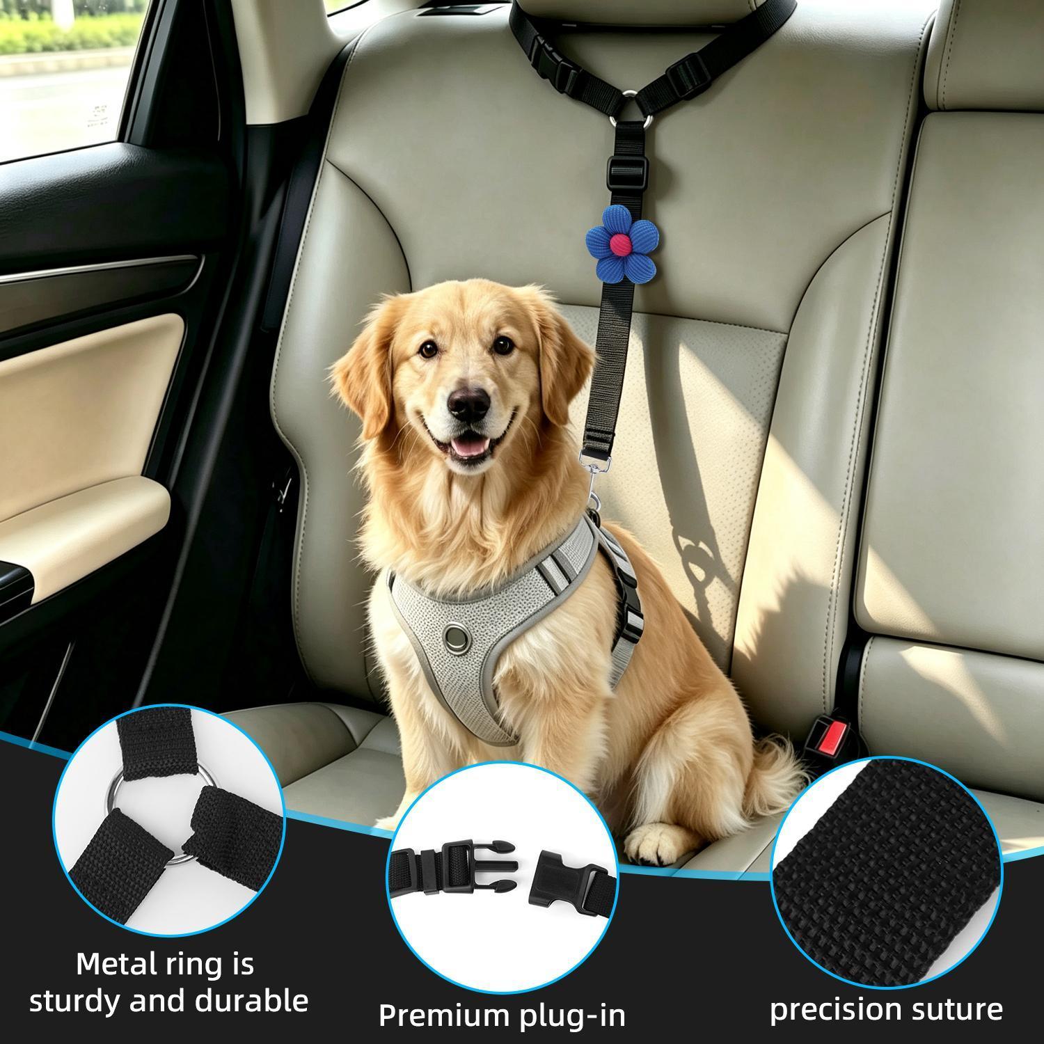 Car Seat Belt Dog Leash, Length Adjustable Pet Safety Leash, Car Safety Leash, Dog Traction Rope, Car Interior Accessories
