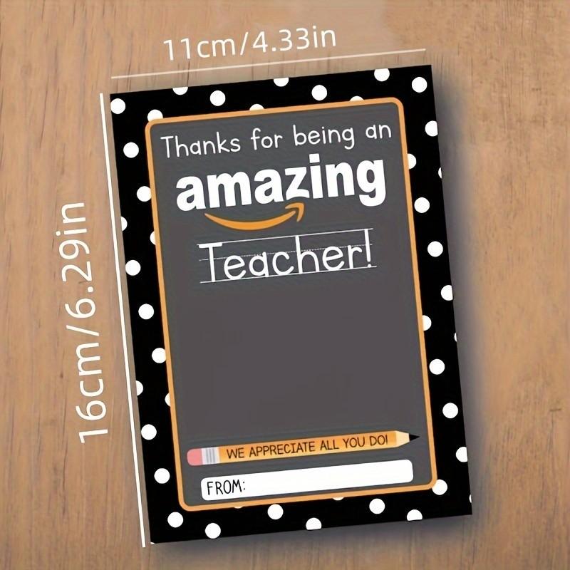 5 Blackboard Style Teacher Appreciation Cards, Gift Card Holder Design, Practical Thank You Cards for Students/parents, and Polka Dot
