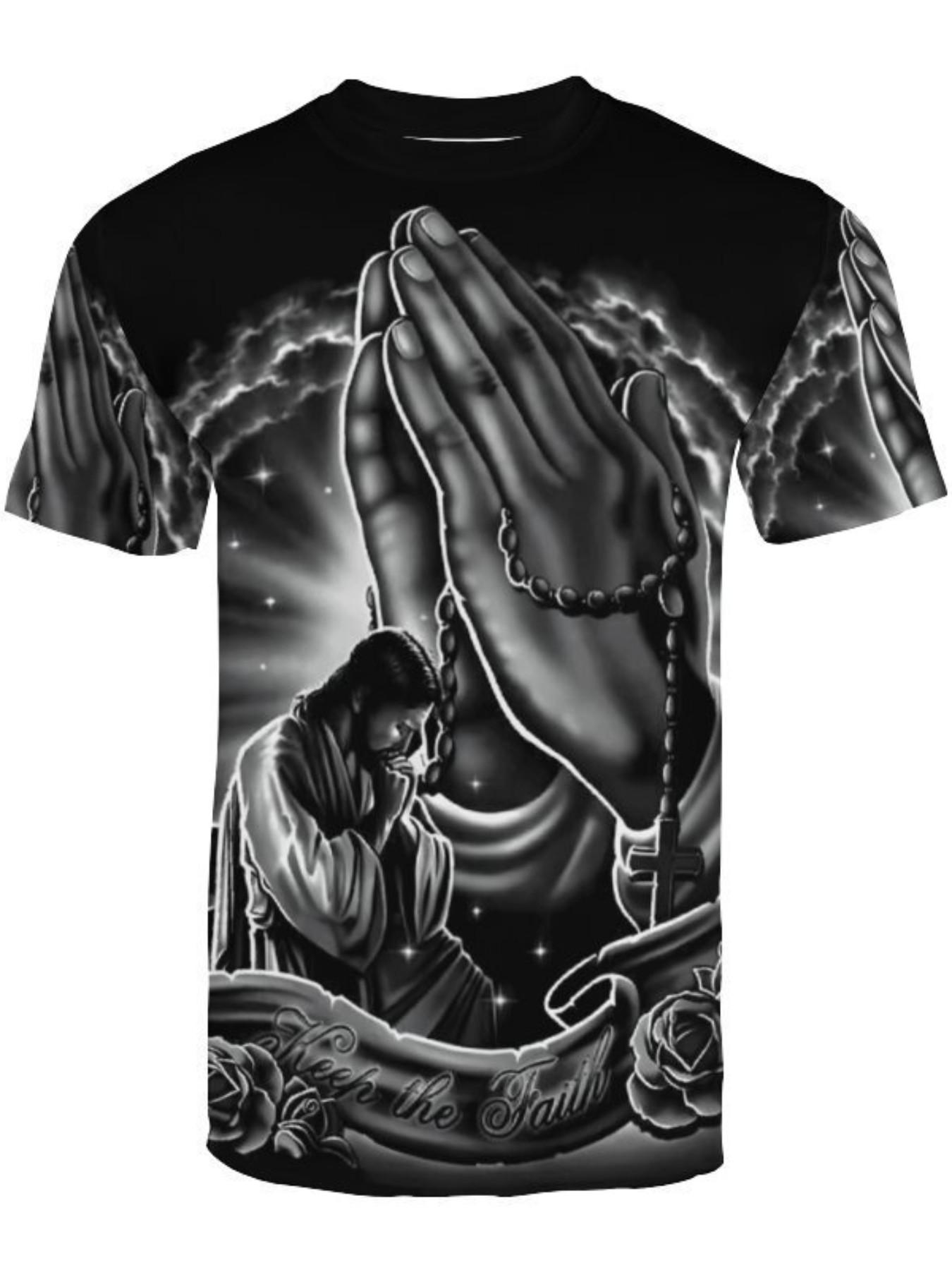 Men's summer casual T-shirt gift box set, lightweight and breathable polyester fabric, religious church-themed design, fitted H-shape, suitable for all seasons, versatile for everyday wear