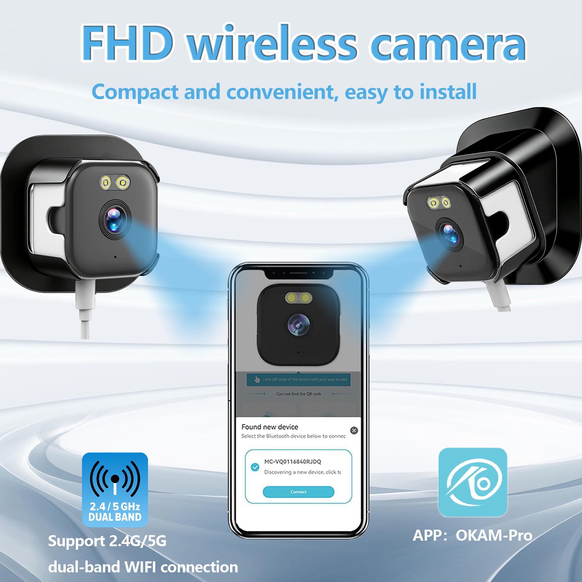 WiFi Window Camera Dual Stand, Adjustable Angle, No Screws, Self-Adhesive, Night Vision, Home Security Monitoring, Elderly, Kids, Pets