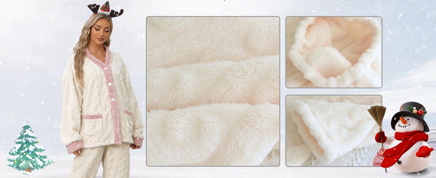 Women's Fluffy Fuzzy Texture 2-Piece Pajama Set - Long Sleeve Casual Buttoned Front Pullover, Pants, Soft Polyester Winter Basic Home Wear Nightwear #golden girl pajama family Women's Fluffy Fuzzy Texture 2-Piece Pajama Set - Long Sleeve Casual Buttoned Front Pullover, Pants, Soft Polyester Winter Basic Home Wear Nightwear #golden girl pajama family