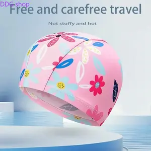 Teen Cartoon Print Stretch Swim Cap, Soft Skin-Friendly Ear Protection Swimming Hat, Comfortable Long Hair Cover Swim Cap, Elastic Waterproof Sport Headwear, Cute Stylish Pool Accessories for Teens Daily Swimming Training & Water Activity