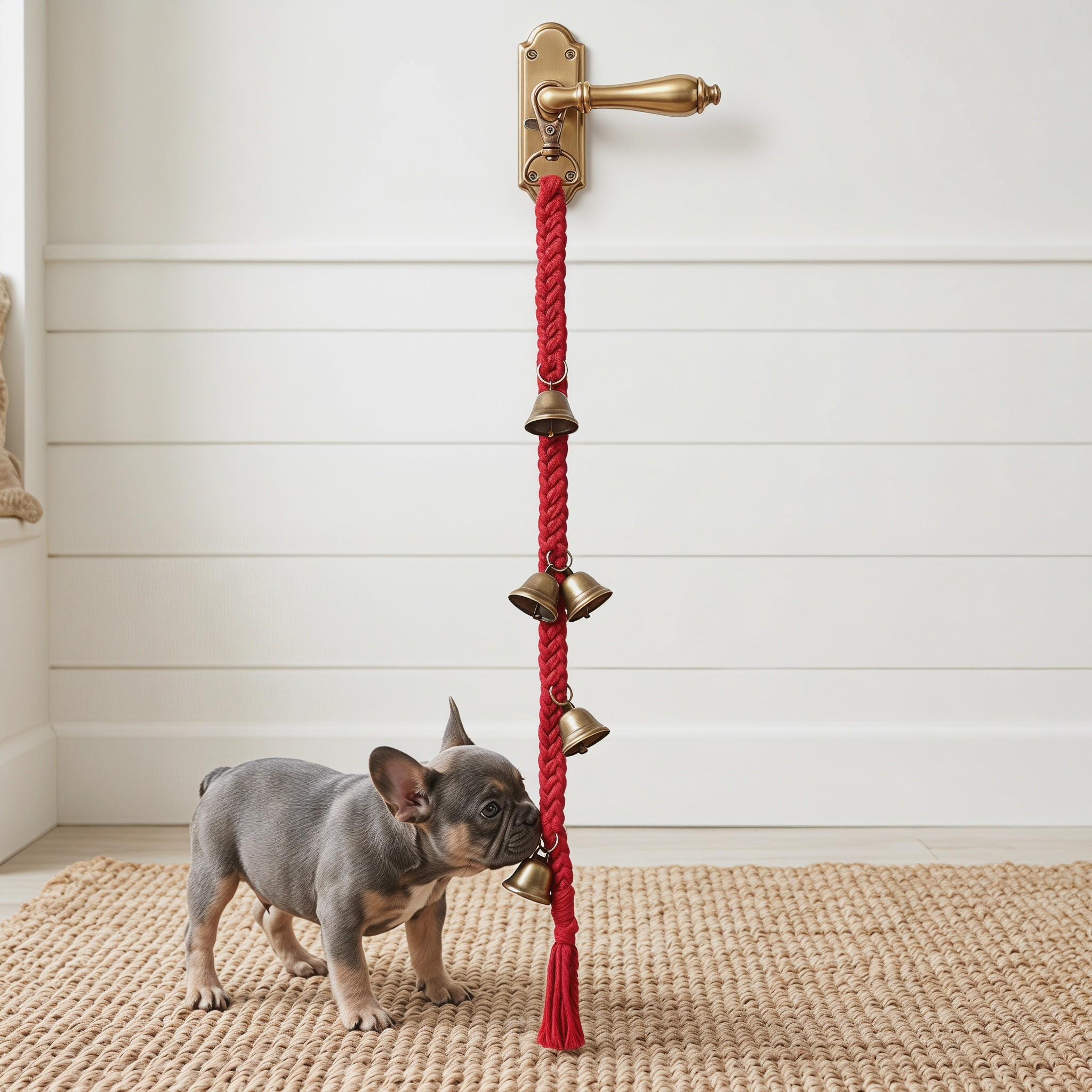 Dog Bell for Door and Litter Training, Cotton Handwoven Dog Doorbell with 6 Extra Bells, Adjustable Hanging Bell for Small to Large Dogs