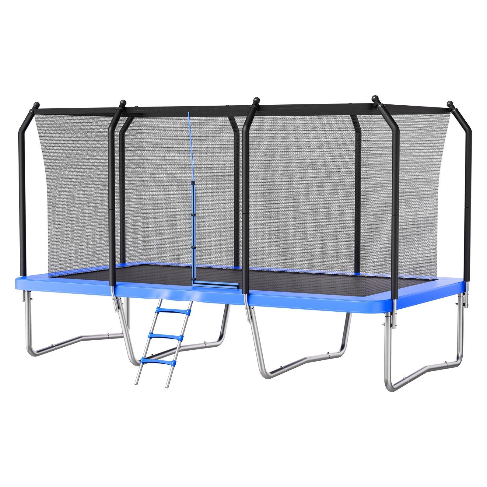 VEVOR Outdoor Trampoline, 8 x 14FT Rectangle Trampoline, ASTM Approved  Recreational Trampolines with Enclosure Net, Max 265 lbs Weight Capacity, Anti-Rust Rectangular Trampolines for Kids & Adults