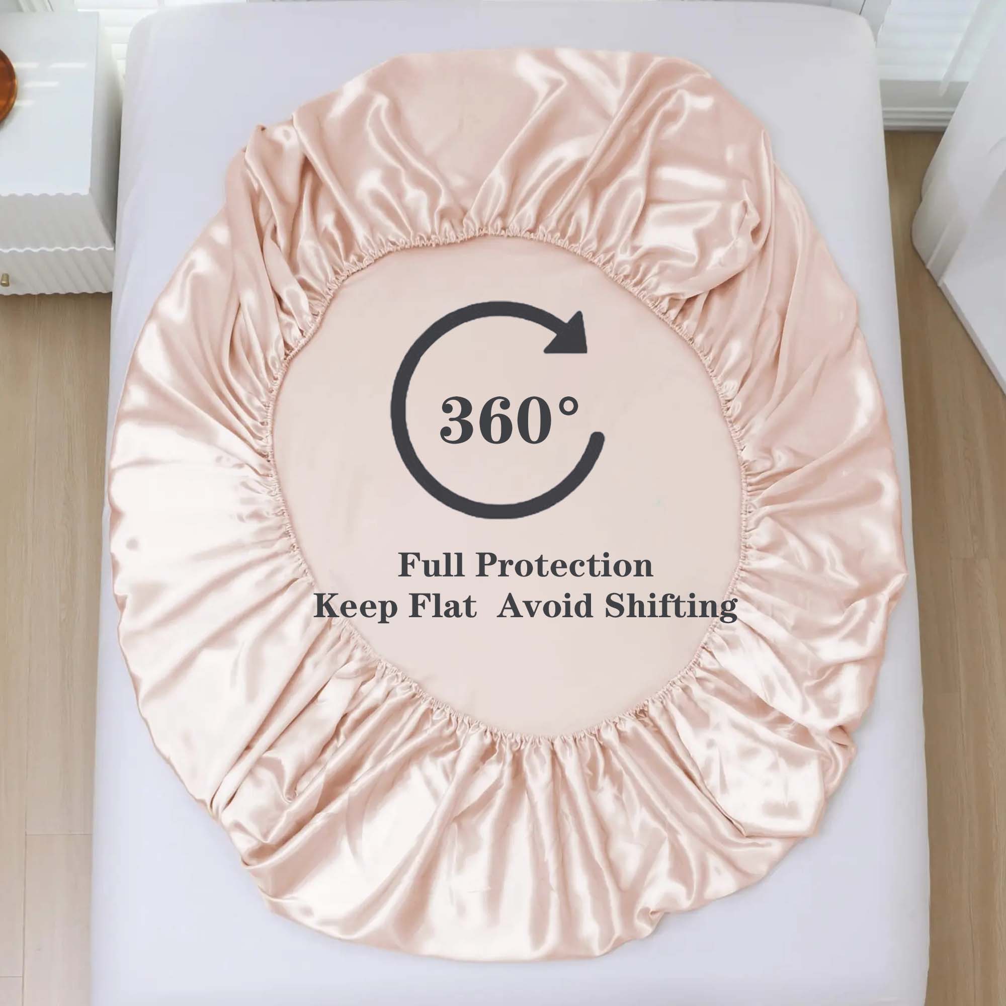 Silky Polyester Satin Bedding Set, Satin Bed Sheets, Soft Breathable Fabric, Perfect for Home Bedroom Dormitory Hotel Use, Valentine's Day New Year Gift Idea