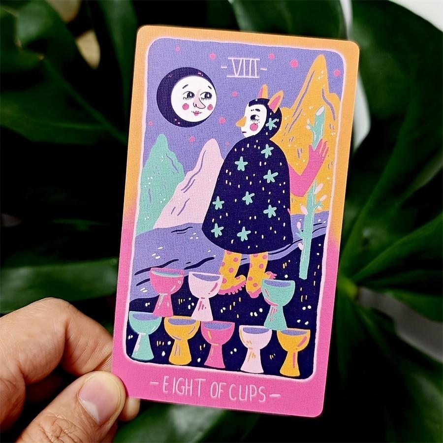 Pastel Soft Fantasy Prism Magic Tarot Deck, 78 Cards, and Sky Blue, Portable Fortune Telling Game, Ideal Gift for Holidays, Halloween, Thanksgiving, Beginner-Friendly
