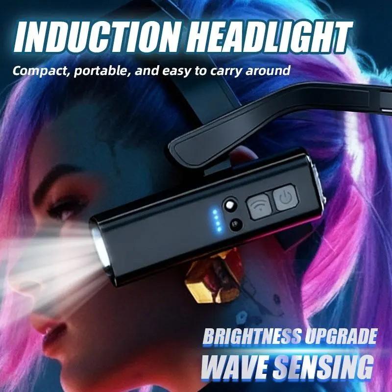 Wearable LED Headlight, Motion Sensor, Lightweight & Adjustable, Ideal for Work, Camping, Running, High Brightness, Multi-Functional Flashlight