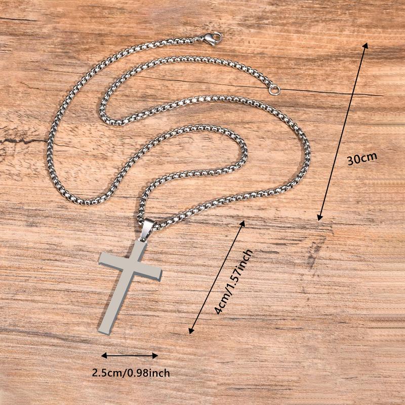 Cross Necklace Set for Men & Women – 2PCS Titanium Steel Pendant Chain, Meaningful Prayer Gift for Him & Her