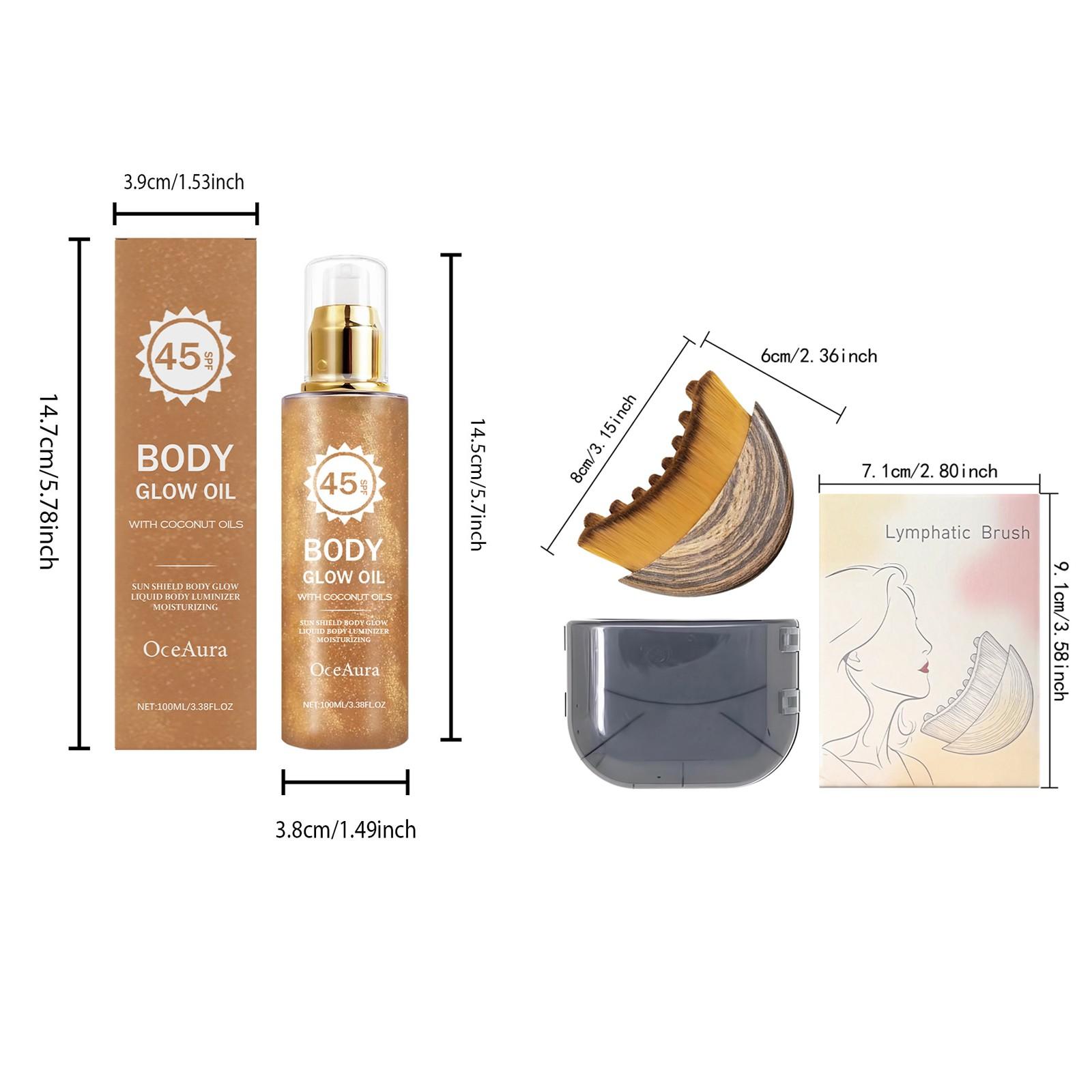 Coconut Highlighter Oil + Contour Brush (100ML+1pc), Outdoor UV Protection, Non-Greasy, Gentle Skin Care, Smooth and Comfortable