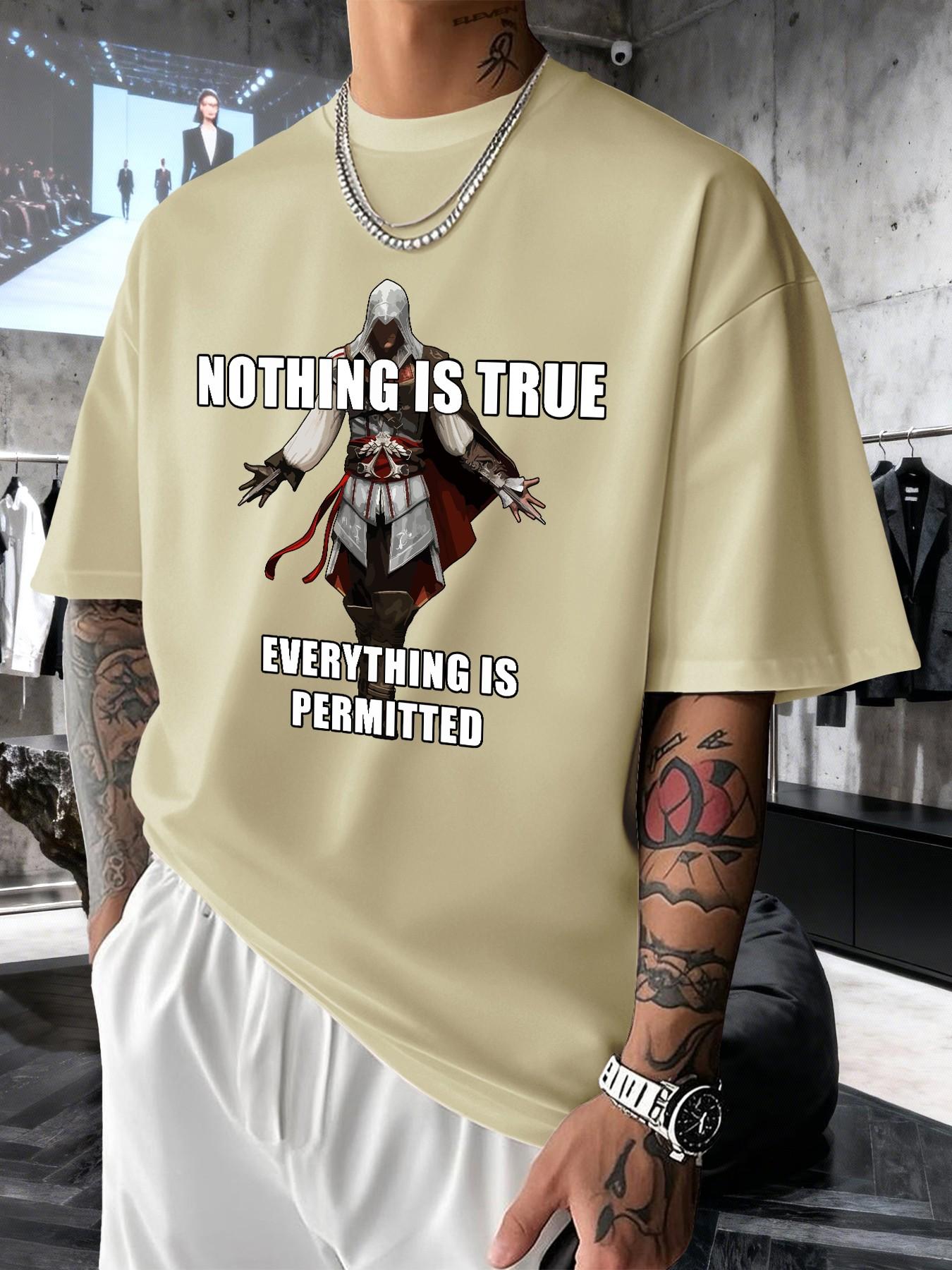 Assassin's Creed Altair Graphic Men's T-Shirt, Trendy Streetwear Short Sleeve Top, Comfortable Round Neck, Spring Summer Casual Wear