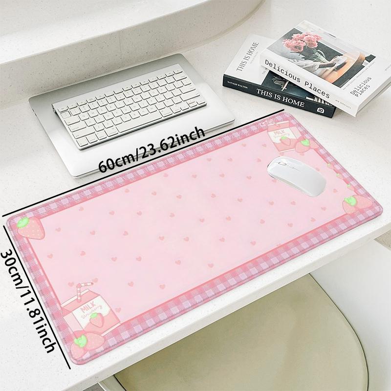 Cute Strawberry Pattern Mouse Pad, Rectangle Gaming Mouse Pad, Office Desk Keyboard Mouse Pad for Home Office Game Room Desk, Cute Desk Accessories