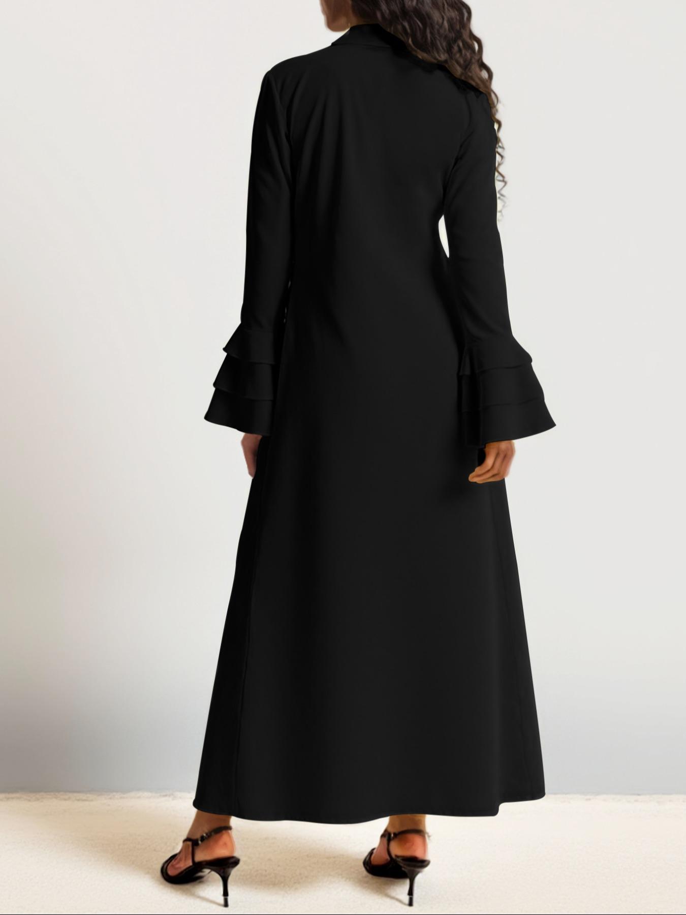 Elegant Women's Long Sleeve Lapel Dress, Plus Size Fashionable Maxi Dress, Stylish Ladies' Clothing for Special Occasions