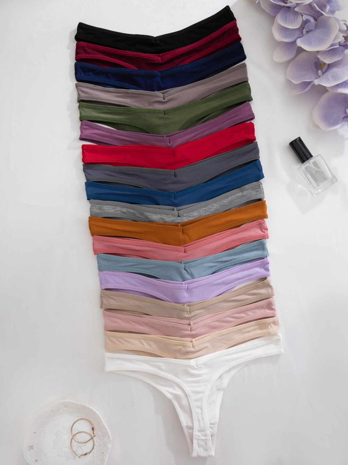 Women's Solid Color Patched Drop Waist Thong, Soft Comfy Breathable Knicker for Daily Wear, Women's Underwear for All Seasons