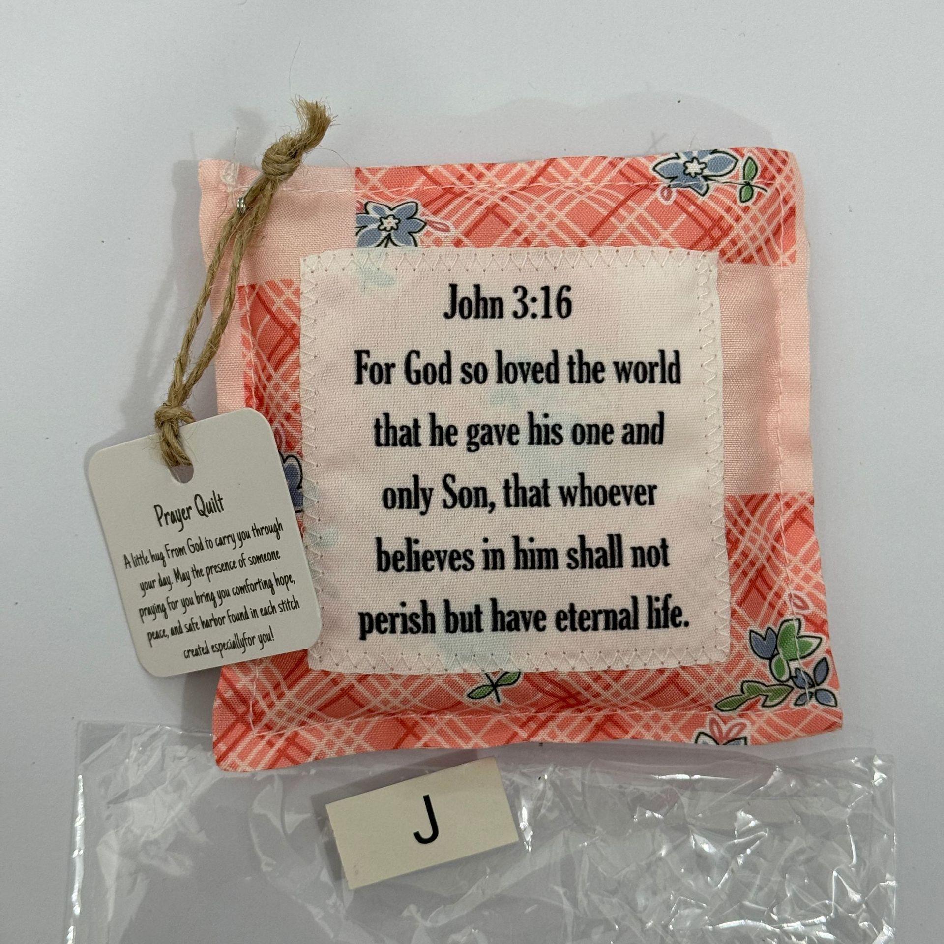 Vintage Prayer Blanket Square with Cross Inside, Mini Handmade Quilt, Colorful Stitched Blessing Poem Throw, Home Decor Gift Idea # GLOBAL PICKS