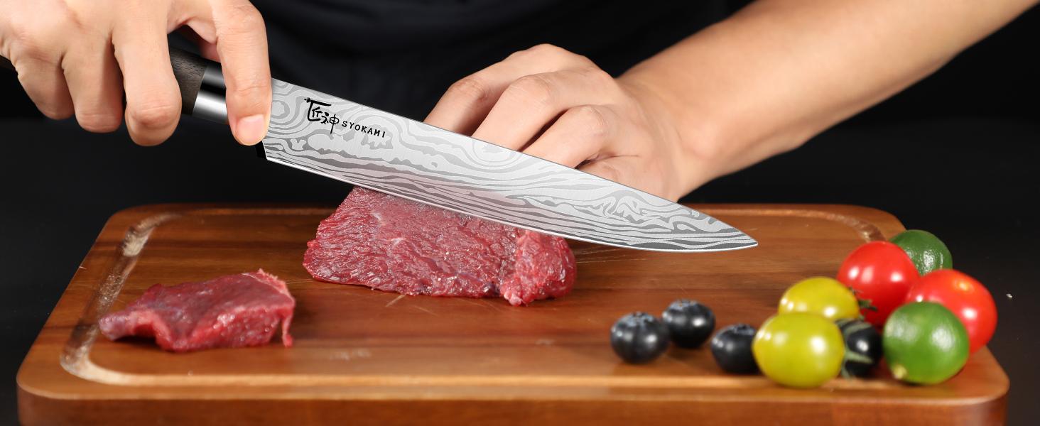 【TikTokShopSpringGlowUp】 SYOKAMI [UPDATE] Kitchen Knife Set with Magnetic Block and Sharpener 14 Piece Knife Set 360° Rotatable Holder Ultra Sharp High Carbon Stainless Steel Knives Sets with Steak Knives, Anti-slip Ergonomical Handle, Mother's Day Gift