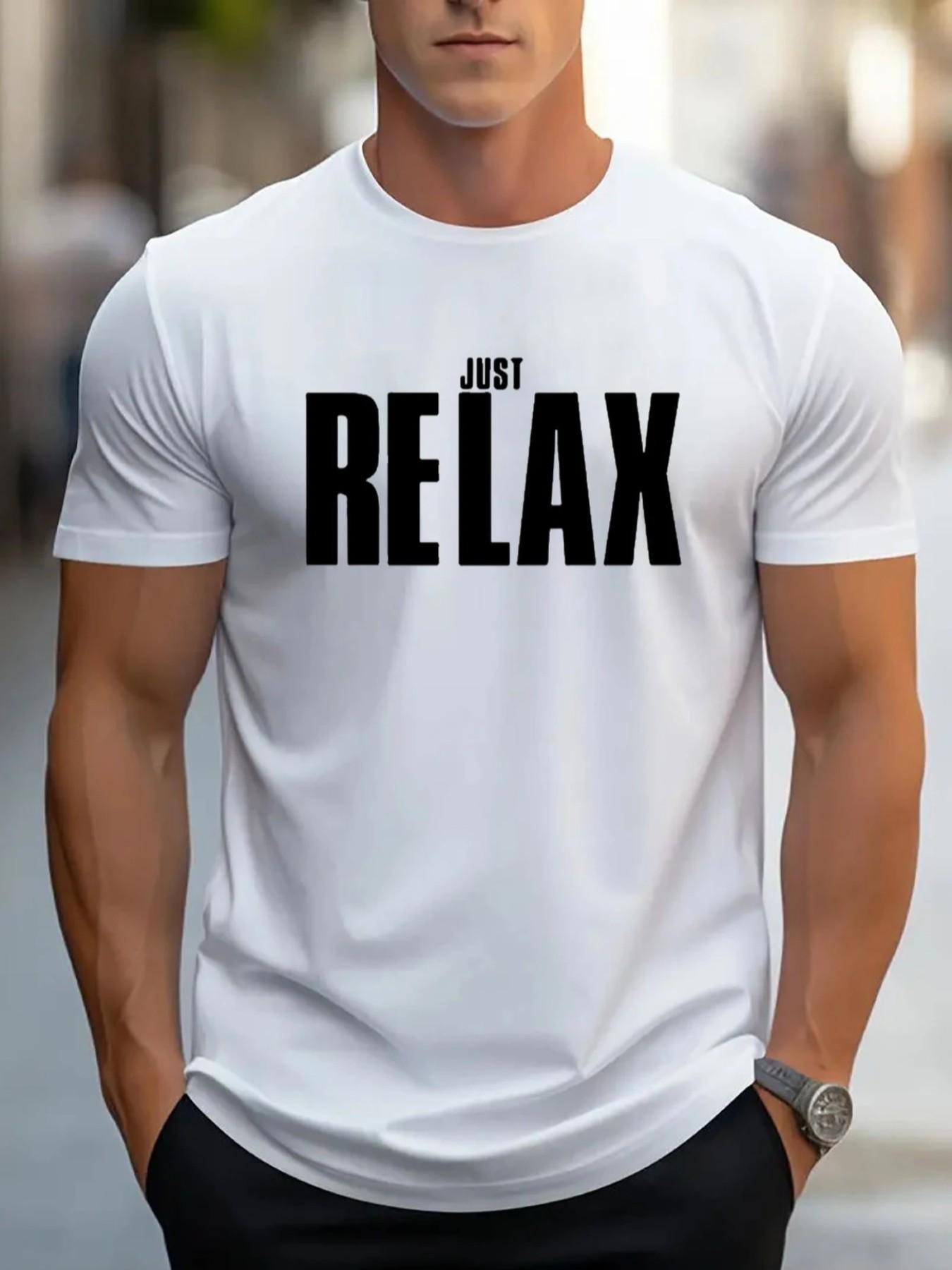 English Letter 3D Print Round Neck T-Shirt, Essential for Fashion Lovers, Cool Street Style, Simple and Versatile, Casual Slim Fit