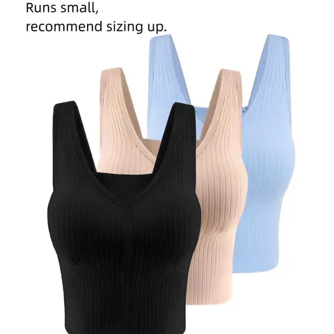 Seamless Women's Tank Top Set, Removable Pads, Backless Design, Full Coverage, Fitted, Casual Style, All Seasons, Lined