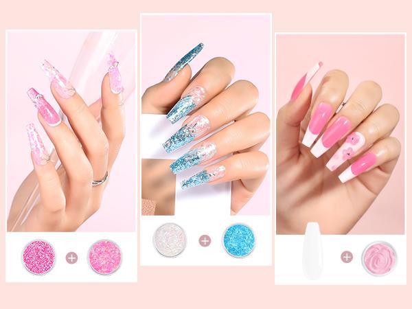MOROVAN Acrylic Nail Kit with Everything: Professional Nails Kit Acrylic Set with U V Lamp Acrylic Nail Set with Glitter Acrylic Powder Complete Starter Kit for Acrylic Nails Beginner Kit