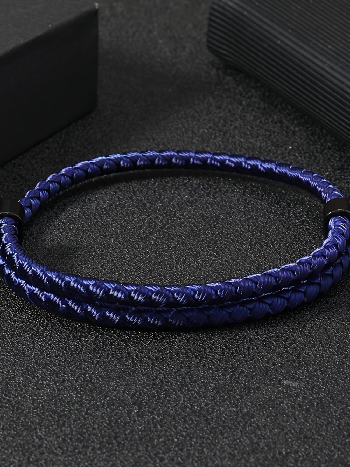 Men's Braided Rope Wristband, Minimalist Style, Dual Layer Nylon Rope with Buckle, Ideal Daily Accessory, Perfect Gift for Boyfriend