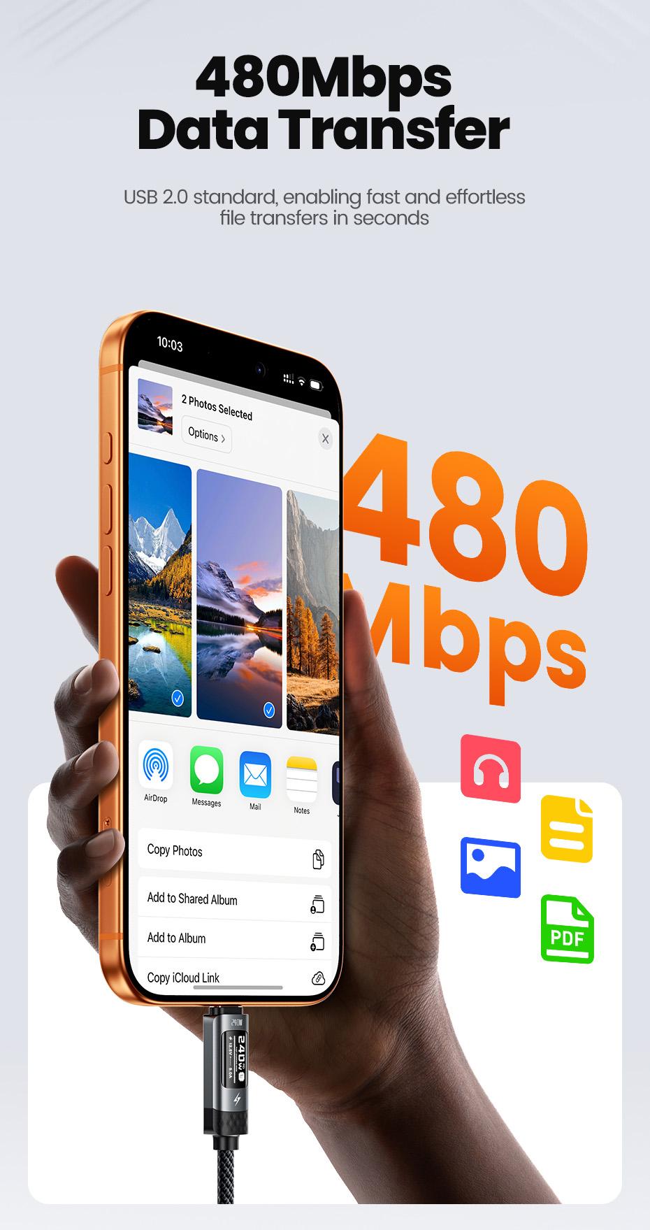 Toocki 240W  Super Fast Charging USB C To USB C Cable Smart OLED Digital Display Type C Cable PD 3.1 SFC 2.0 Fast Charge For iPhone 17 16 15 Pro MAX Macbook Airpods Samsung S24 Xiaomi