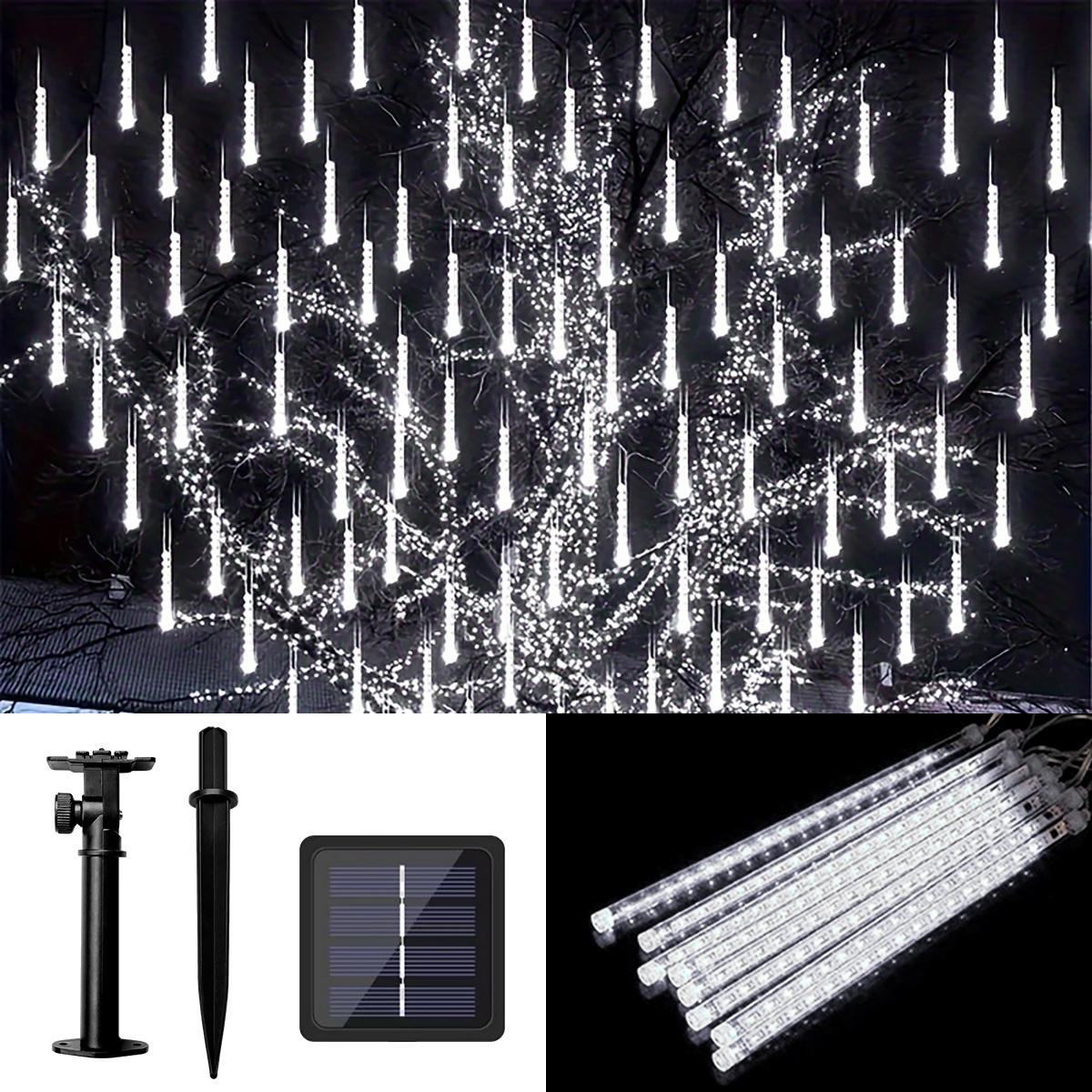 1pc 192LED Solar Meteor Shower Lights, Falling Rain Drop Lights, Solar Christmas Lights with 8 Light Tubes, IP55 Landscape Lighting for Trees Gardens Courtyards Christmas Wedding Party Mother's Day Halloween Christmas Outdoor Decoration