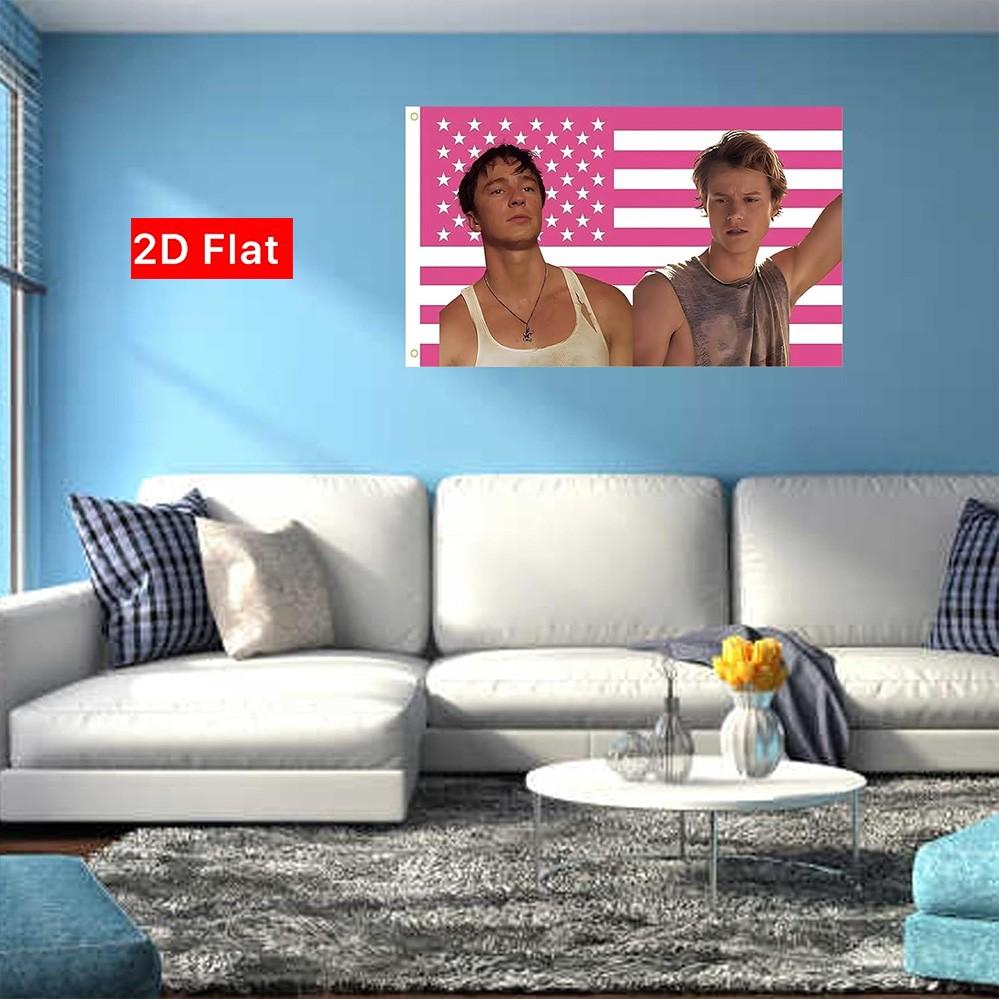 2D Flat Banner 1pc, Jj and Rafe Tapestry, Fun Outer Banks Flag, Polyester Banner, University Dorm Room Bedroom Outdoor Party Decor, No Power Needed