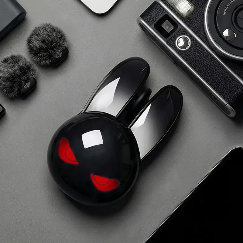 MOFii M6C Cool Black Bunny Dual-Mode Wireless Mouse, RGB Lighting Cute Rabbit Shape Office Mouse, Compatible with Desktop, Laptop & Tablet