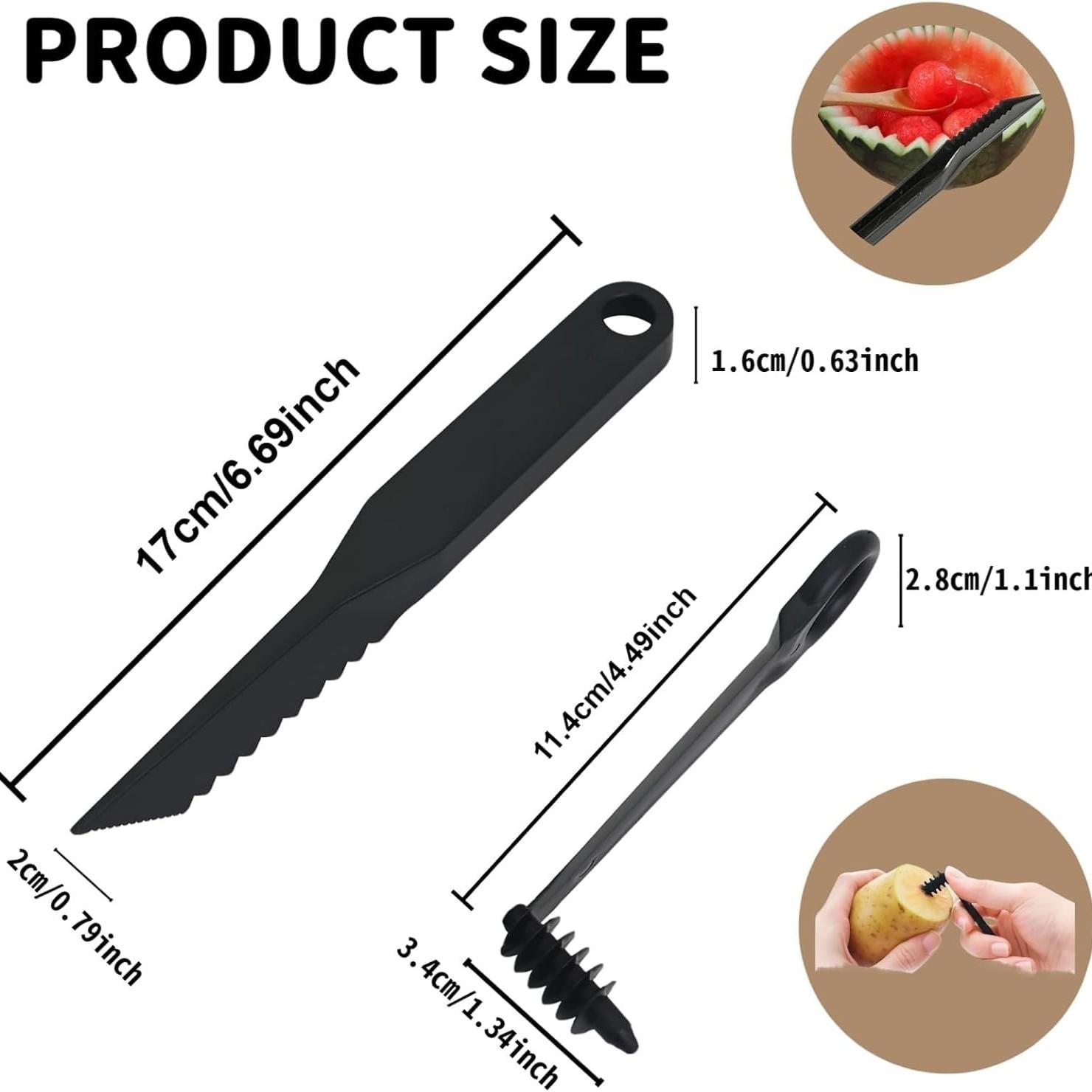 Multi-Functional Spiral Slicer & V-Shaped Carving Tool Set, Fruit Shape Cutter, Kitchen Accessories for Vegetables, Restaurant Tools
