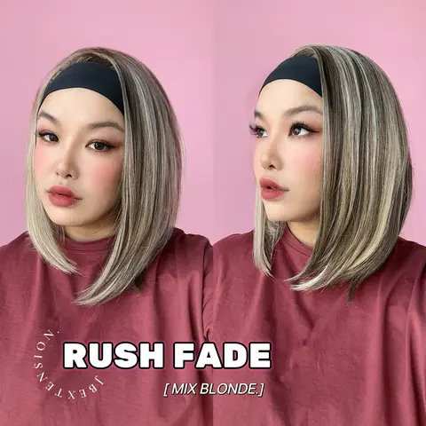 JBEXTENSION 12 Inches Short Hair Black Headband Wig RUSH FADE BOB