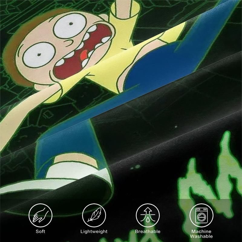 Rick and Morty Portal Jump Duvet Cover Set, 2/3-Piece (1 Duvet Cover + 1-2 Pillowcases) Soft Microfiber Bedding, Green Portal Design – Perfect Gift for Rick and Morty Fans