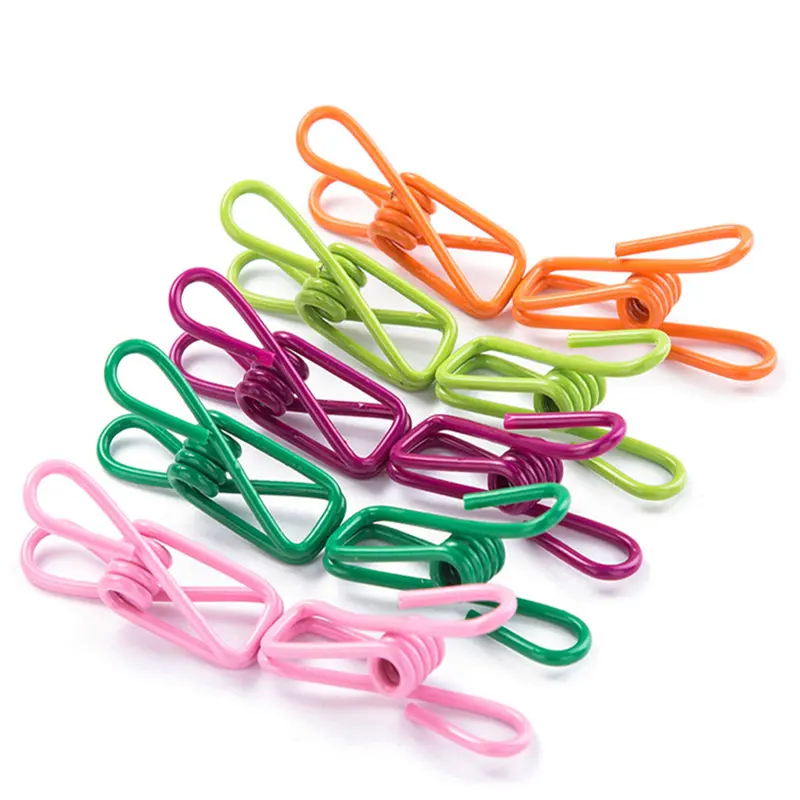 10 Pack Colorful Metal Clothespins, Anti-Slip Windproof Clips for Laundry Drying & Organization, Durable Plastic-Coated Holders