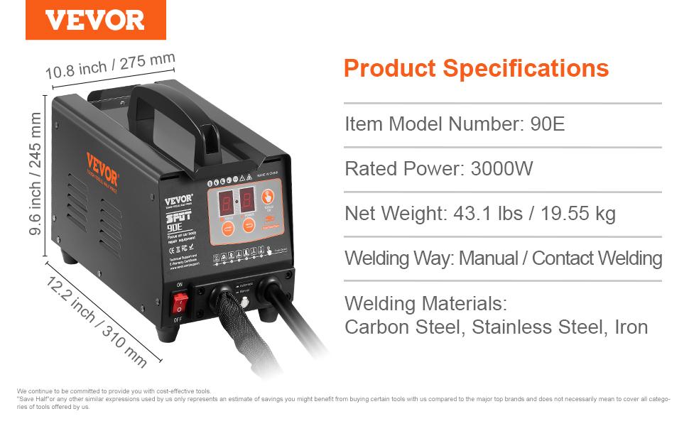 VEVOR Stud Welder Dent Repair Kit, 220V 3KW Spot Welder Dent Puller with Auto/Manual Welding 7 Versatile Modes, Auto Body Spot Welding Dent Puller Machine for Car, Truck Dent Repair